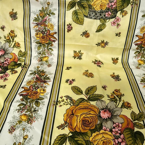 Vintage 5th Avenue Designs Upholstery Fabric 1.5 Yards Floral Birds Screen Print - Picture 5 of 8